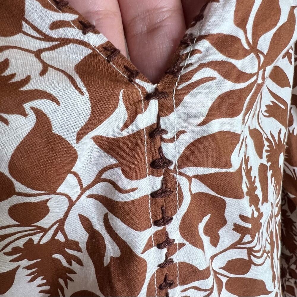 The Great. Whip Stitched Willow Midi Dress in Brown Blossom Floral Sz S (1) - Picture 5 of 9